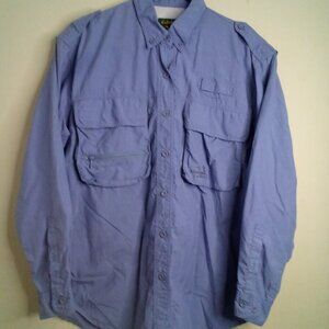 Cabelas Guidewear Shirt Women M Button Up Fishing Pockets Nylon Blue